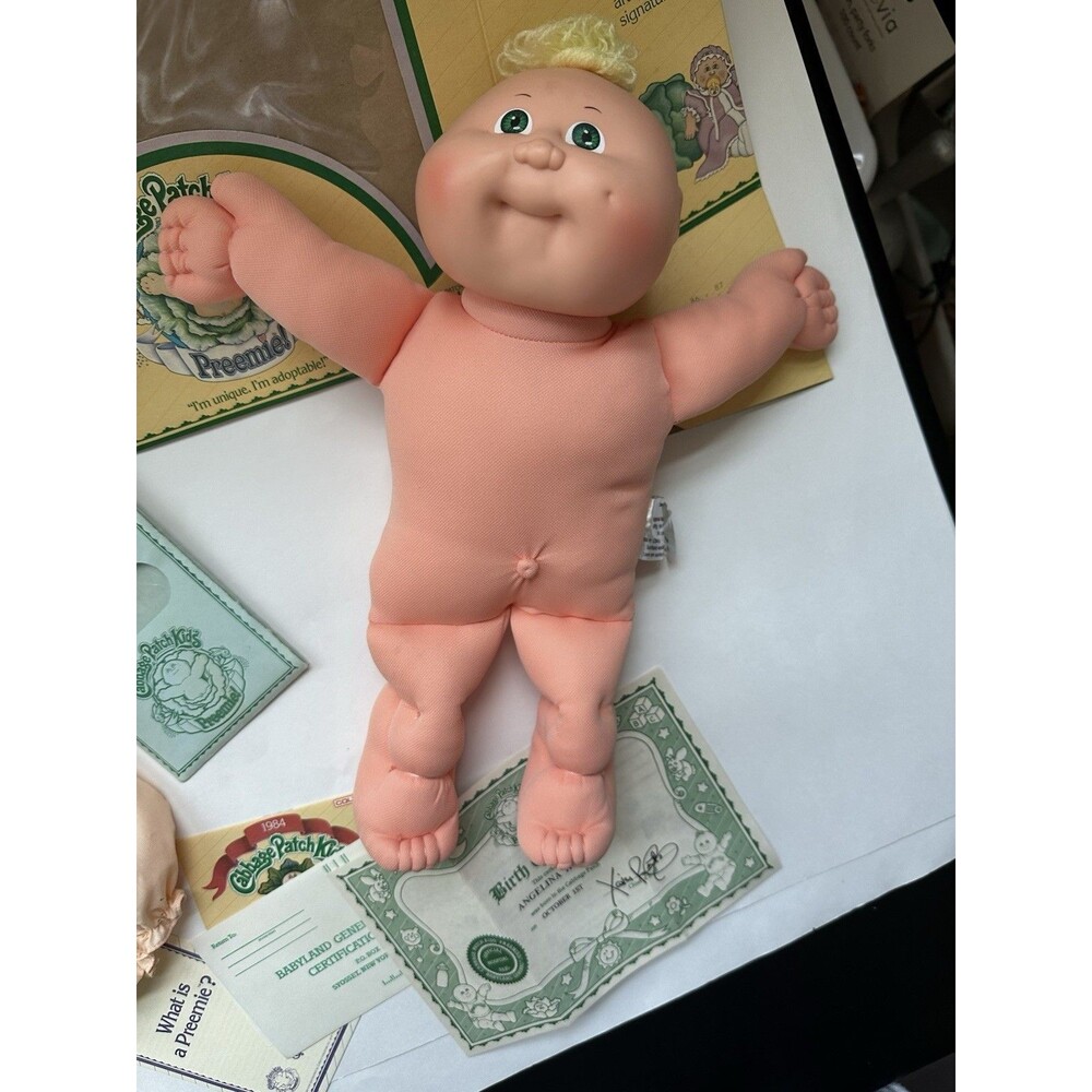 Vintage Cabbage patch Preemie With Box And Papers Coleco 1982-1984